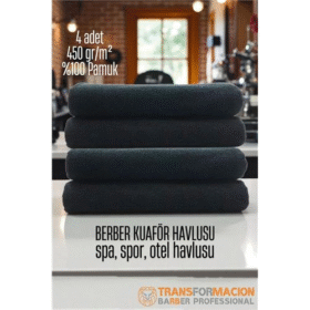 HSNET Kuaför Berber Havlusu 4 ADET Pamuk Berber Havlusu 50x90 Siyah