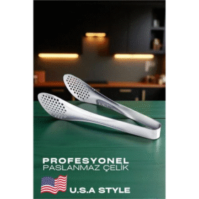 HSNET Amerikan Tip Mutfak Maşası 304 Paslanmaz Çelik Makarna Pasta Salata Çok Amaçlı Maşa