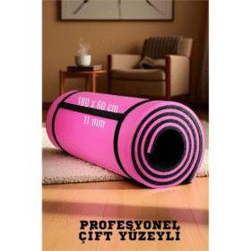 HSNET Pilates Matı- Spor Matı - Yoga Matı 11 mm Çift Taraflı Pembe