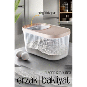 HSNET MultiBox Erzak Bakliyat Kutusu Sürgülü Kapak 7.5 Litre 4 ADET