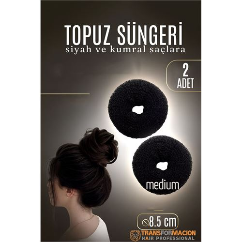 HSNET SİYAH Mini Saç Topuz Süngeri 2 ADET 8.5 CM Çap 3.5 cm Kalınlık