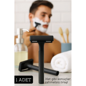 Şık Siyah Plastik Tıraş Aleti – Jilet Takılabilir Ergonomik Saplı