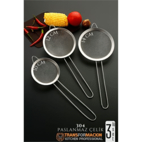 HSNET Süzgeç Seti 3 Boy Çok Amaçlı Süzgeç 304 Çelik Profesyoneller İçin