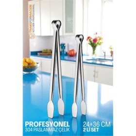 HSNET 2 Boy Mutfak Maşası - Mangal Barbekü Maşası - Izgara Maşası Tava Maşası Çelik  18 ve 36 Cm