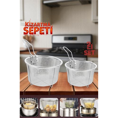 HSNET 2 Boy Kızartma Süzgeci Patates Kızartma Filtresi 304 Paslanmaz Çelik
