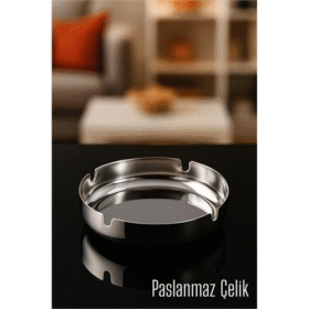 Paslanmaz Yuvarlak Küllük - Metal Kül Tablası - Masaüstü Küllük