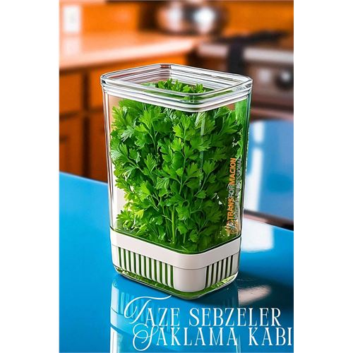 HSNET Yeşillik Saklama Kabı - Taze Yeşillik İçin - Soğan Maydanoz vb Yeşillik Saklama