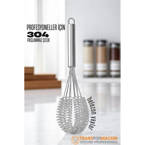 HSNET Helezon Yaylı Çırpıcı 304 Paslanmaz Çelik Makarna Çırpıcı Çırpma Teli