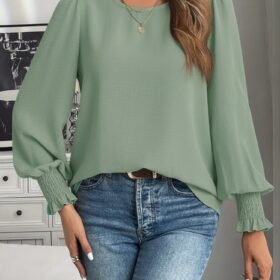 Kadın Uzun Kollu Yuvarlak Yaka Aerobin Bluz