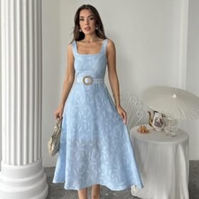 Bebe Mavi Kuplu Uzun Elbise