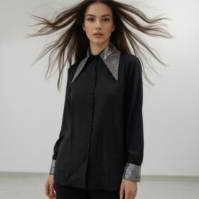 Kadın Uzun Kollu Yaka Ve Manşet Detay Gömlek