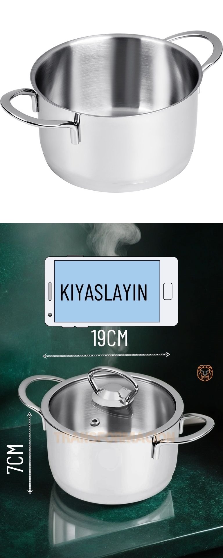 Turk 2 li Paslanmaz Çelik Tencere Seti 16 cm - Görsel 2