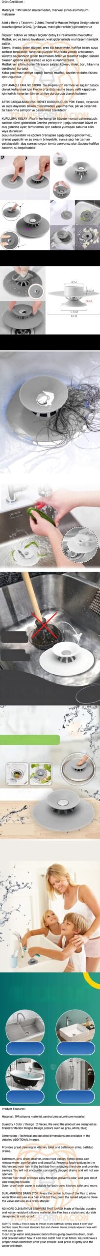 Turk Lavabo Süzgeci Bas-Bırak 2 ADET - Görsel 2