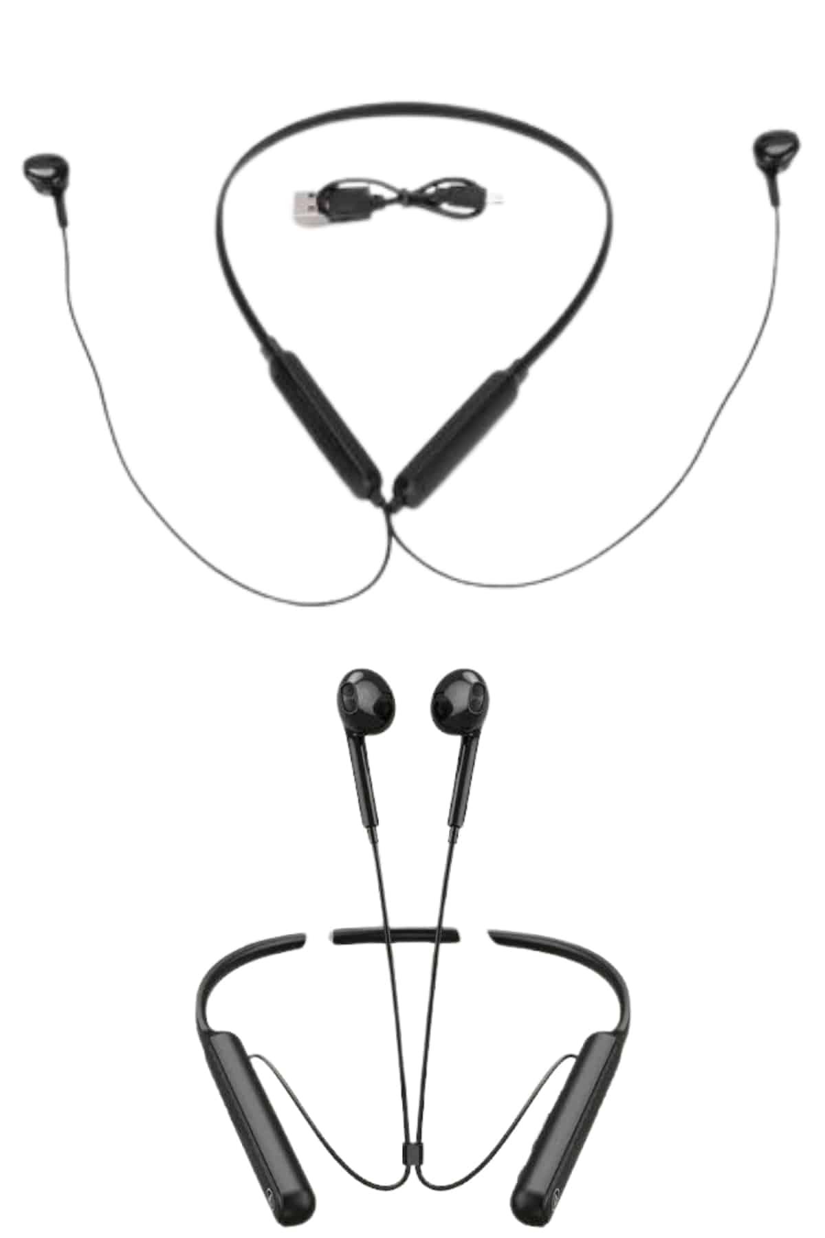 100 Saat Kablolu Boyun Askılı Dijital Göstergeli Bluetooth Kulaklığı - Görsel 4