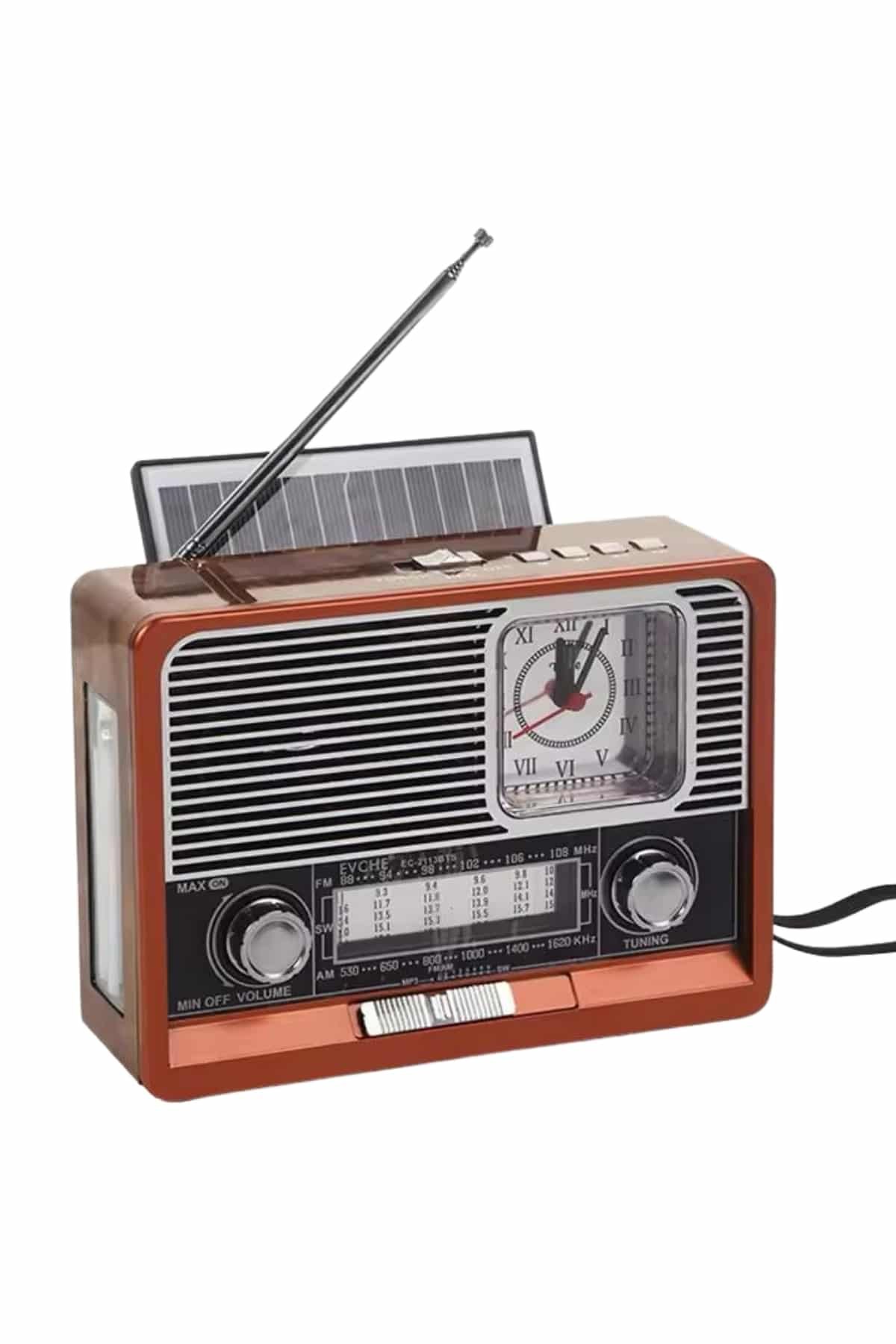 Saatli Fenerli Bluetooth Nostaljik Radyo AUX SD USB Girişli Bluetooth Hoparlör - Görsel 3