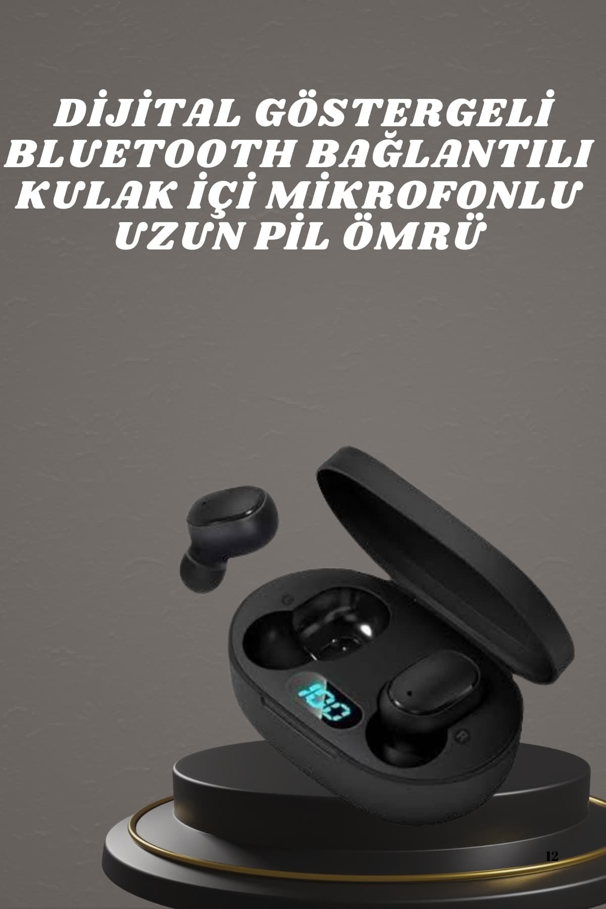Kulaklık Dijital Göstergeli Bluetooth Bağlantılı Kablosuz Kulak İçi Mikrofonlu Dokunmatik Kontrol - Görsel 2