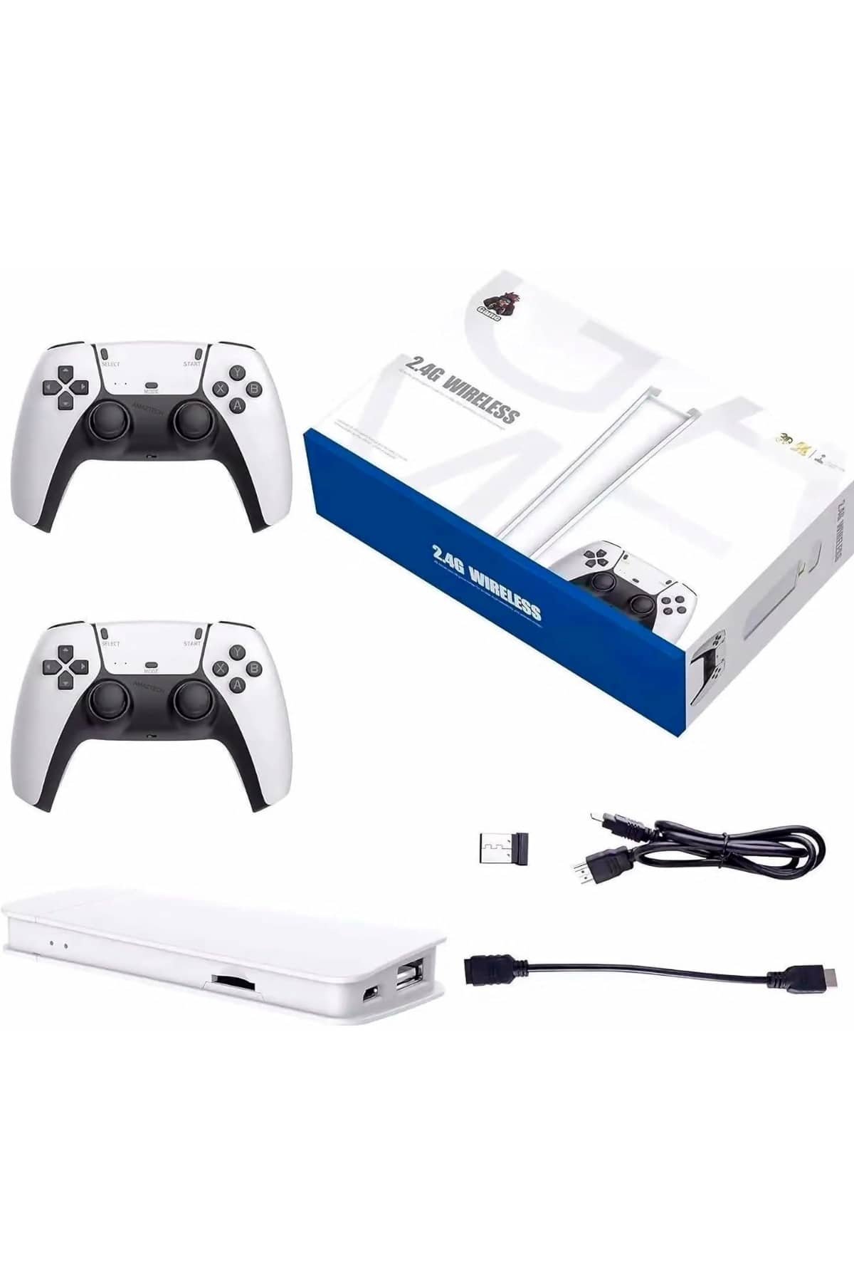 3D Çift Oyun Kollu 4K HD Ekran Nostaljik 20.000 Oyunlu Beyaz Game Box - Görsel 2