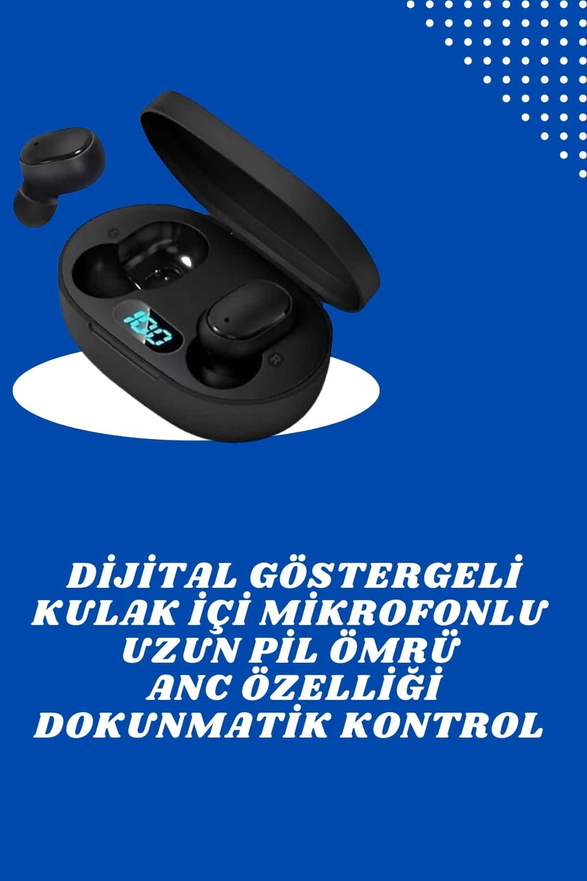 İkili Bluetooth Kulaklık Dijital Göstergeli Uzun Pil Ömrü Yüksek Ses Kaliteli - Görsel 2