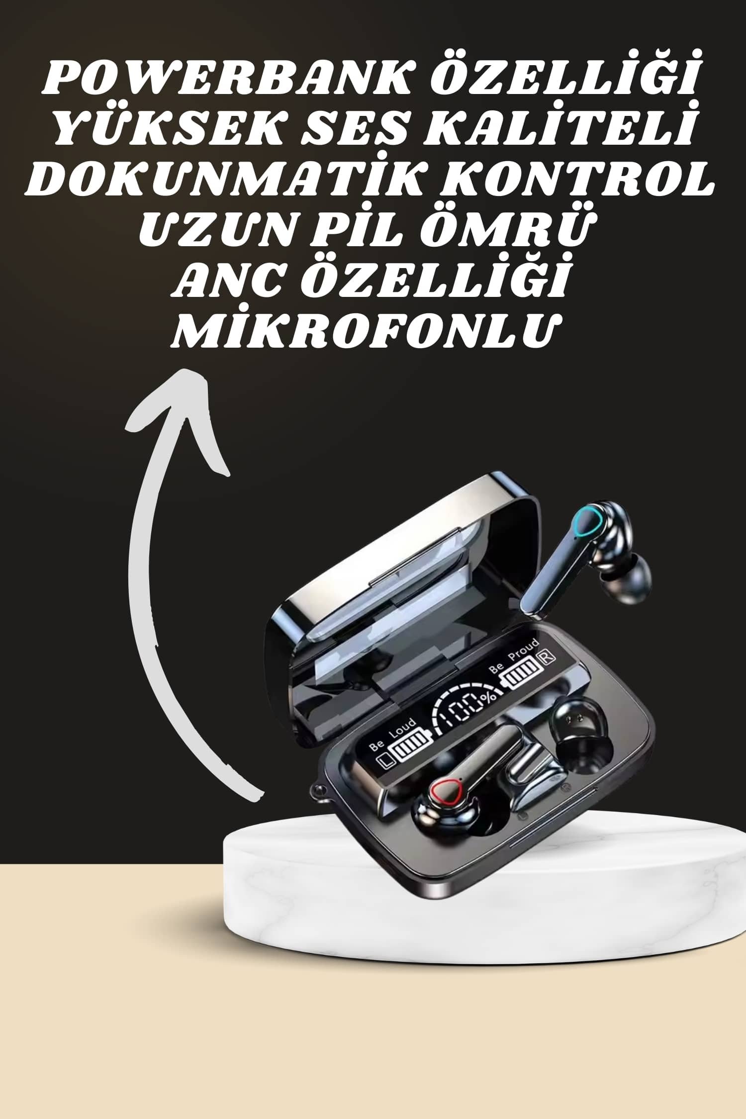 Dijital Göstergeli Powerbank Kulaklık ve 7 Kordonlu Yeni Nesil Akıllı Saat Amoled Ekran - Görsel 2