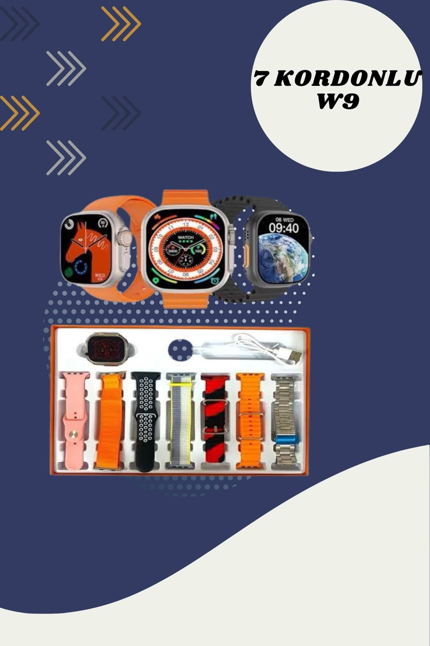 Dijital Göstergeli Powerbank Kulaklık ve 7 Kordonlu Yeni Nesil Akıllı Saat Amoled Ekran - Görsel 5