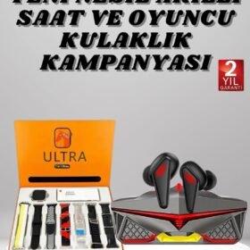 7 Kordonlu Akıllı Saat Ve Oyuncu Kulaklığı Bluetooth Bağlantılı Android ve İOS Uyumlu