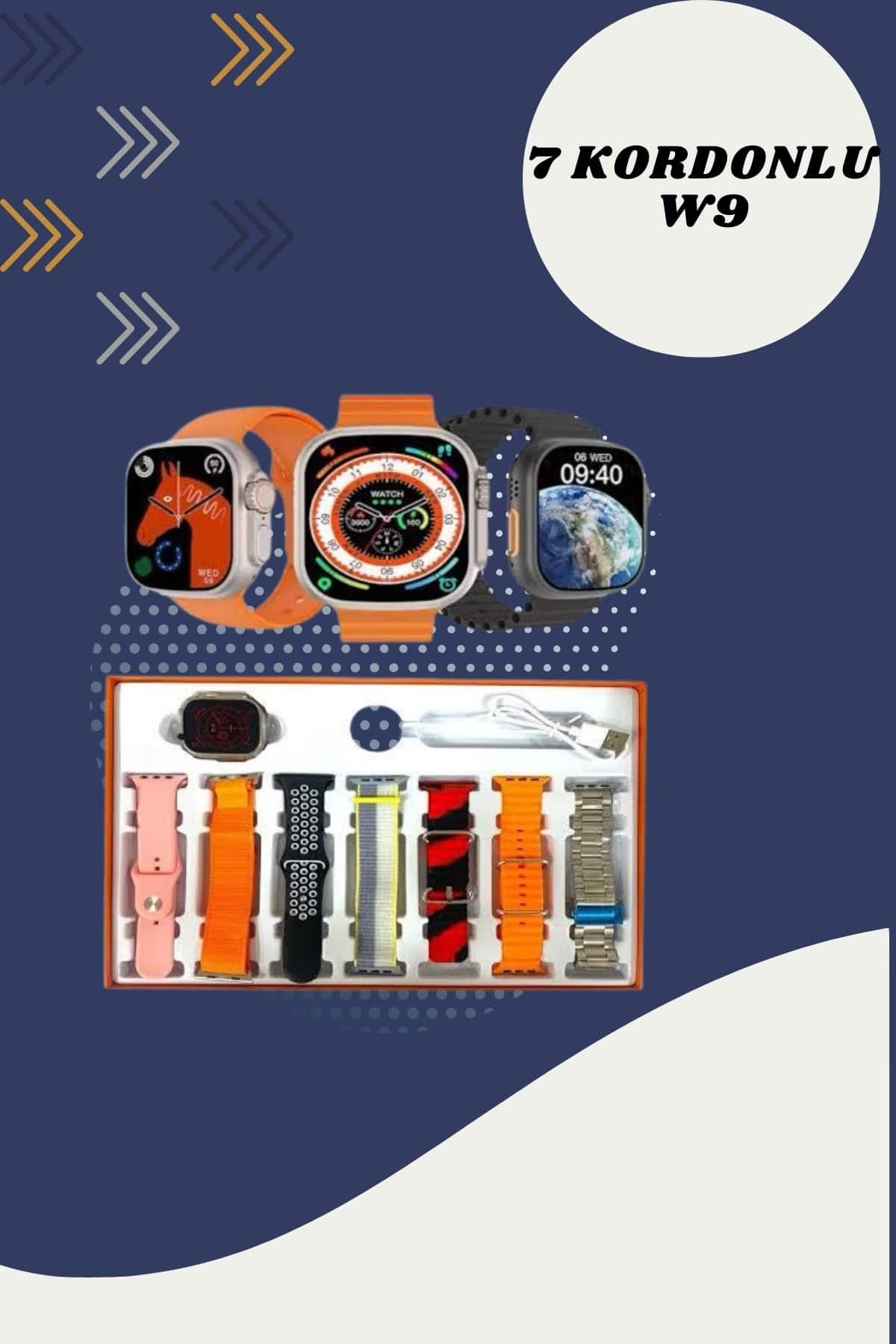 7 Kordonlu Akıllı Saat Ve 3.Nesil Kulaklık Dokunmatik Ekran Sesli Görüşme Yapabilen - Görsel 5