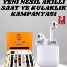 7 Kordonlu Akıllı Saat Ve 2.Nesil Kulaklık Yüksek Ses Kaliteli Uzun Pil Ömrü