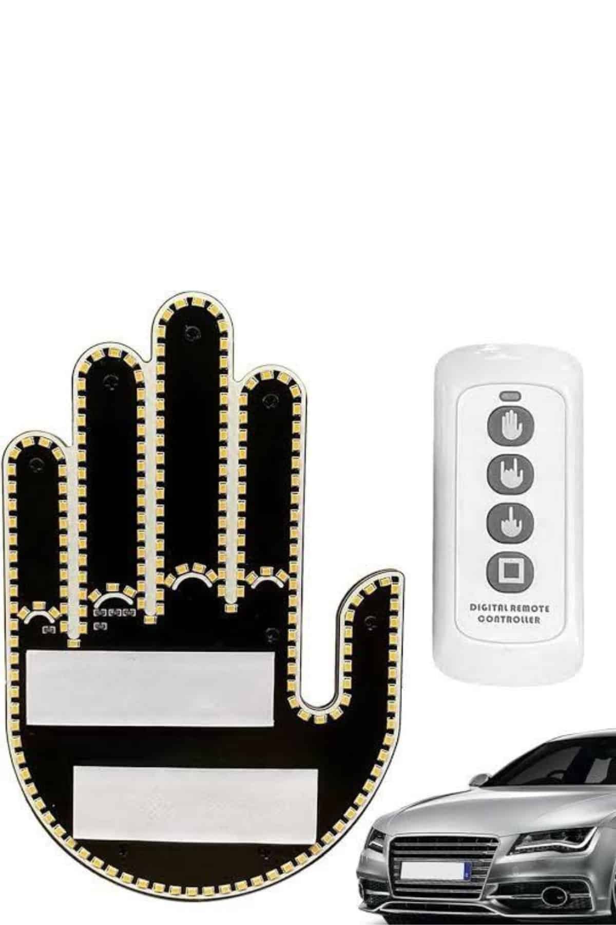 El Orta Parmak Led Kumandalı Araç İçi Reflektör Arka Cam El Simgesi - Görsel 3