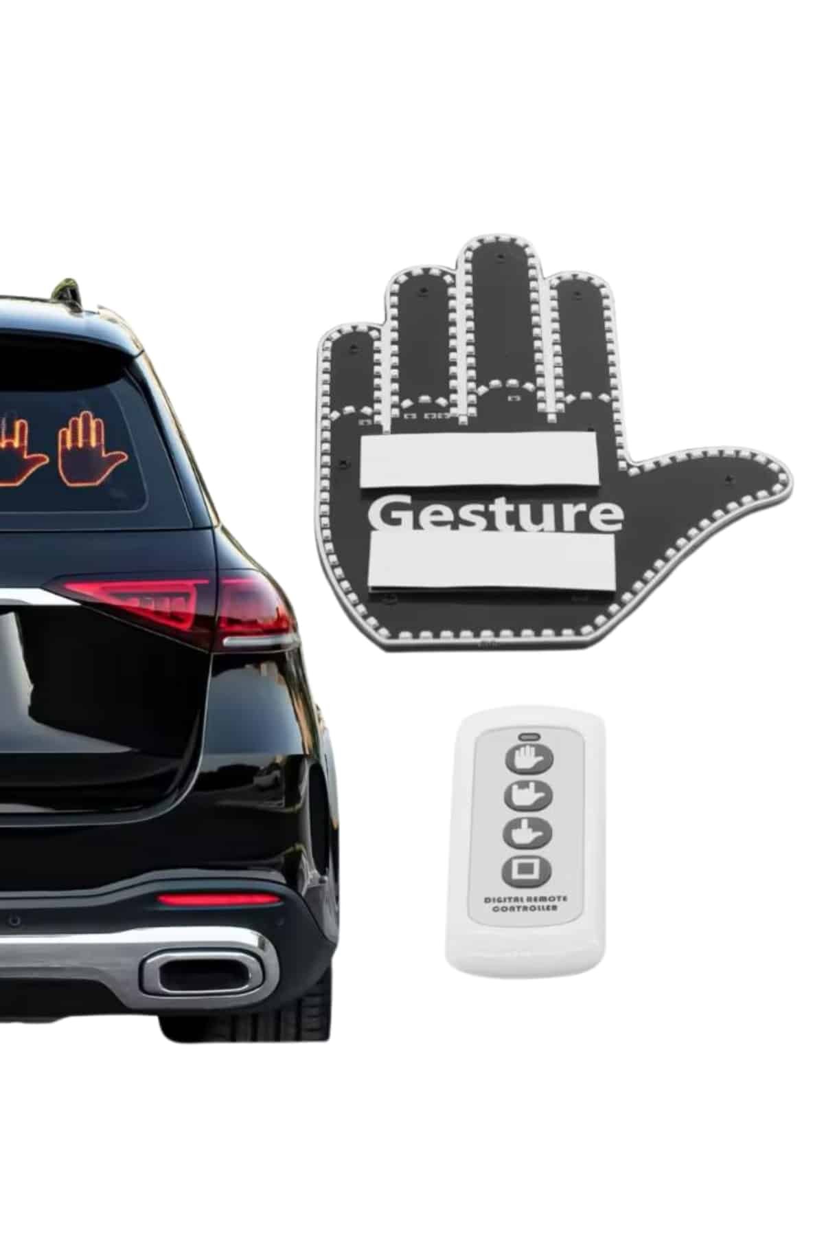 El Orta Parmak Led Kumandalı Araç İçi Reflektör Arka Cam El Simgesi - Görsel 4
