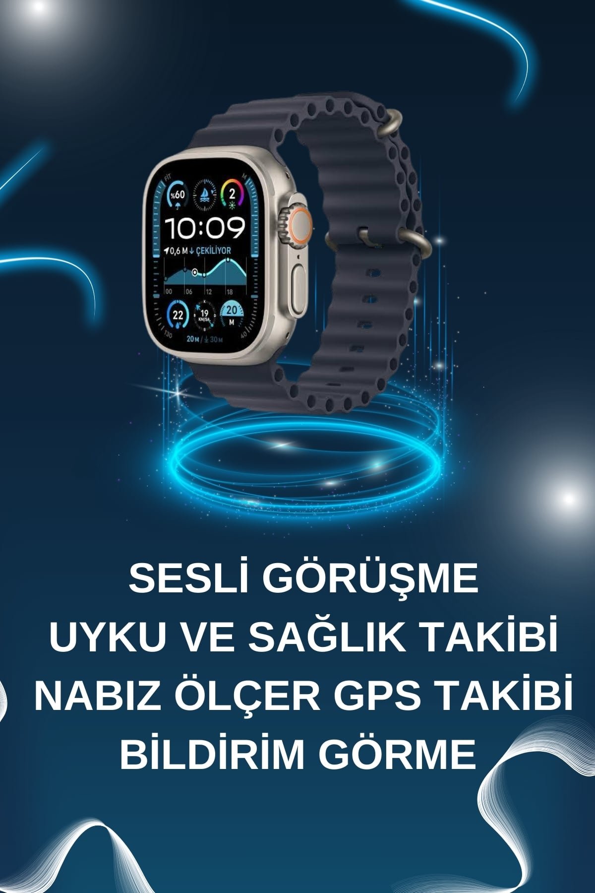 Akıllı Saat Bluetooth Bağlantılı NFC ve GPS Uyumlu Nabız Ölçer Sesli Görüşme - Görsel 2