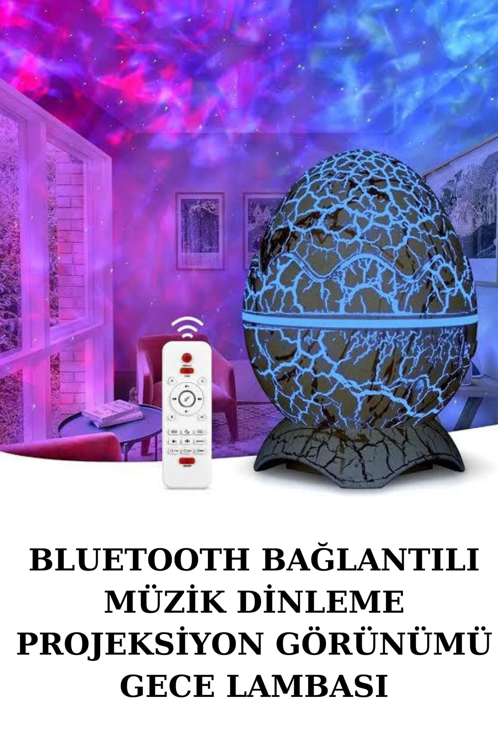 Yumurta Şeklinde Su Dalgalı Bluetooth Speaker Lamba Renkli Şarjlı - Görsel 2