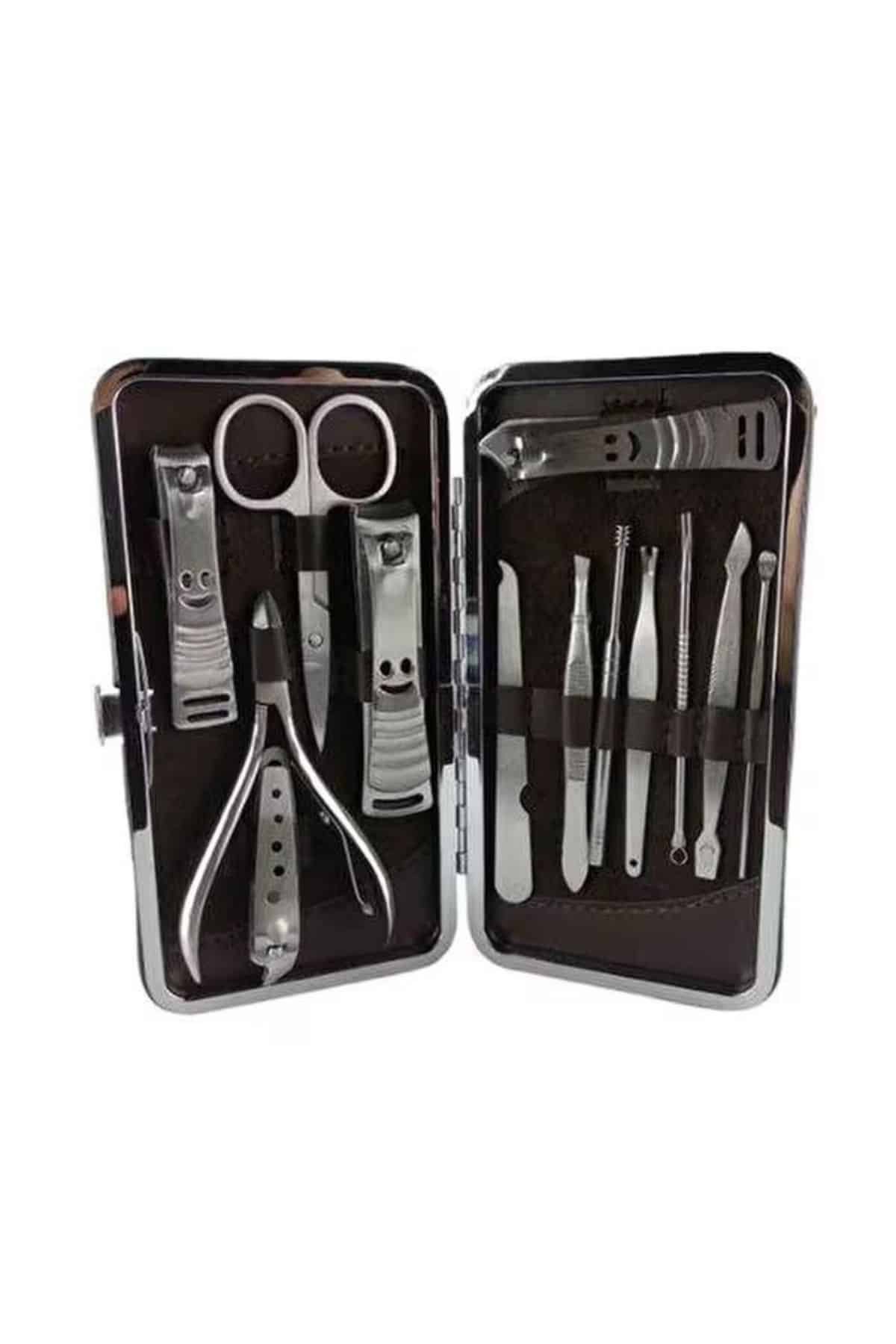 12 Parça Manikür Pedikür Seti Özel Deri Çanta El Ayak Bakımı Akne ve Sivilce Temizleme - Görsel 4
