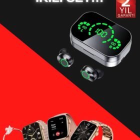 Yeni Nesil Kaliteli Akıllı Saat ve Kablosuz Bluetooth Kulaklık  Yüksek Ses Kaliteli