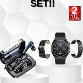 Kulak İçi Kablosuz Bluetooth Kulaklık ve NFC ve GPS Özellikli Akıllı Saat Alarm ve Titreşim