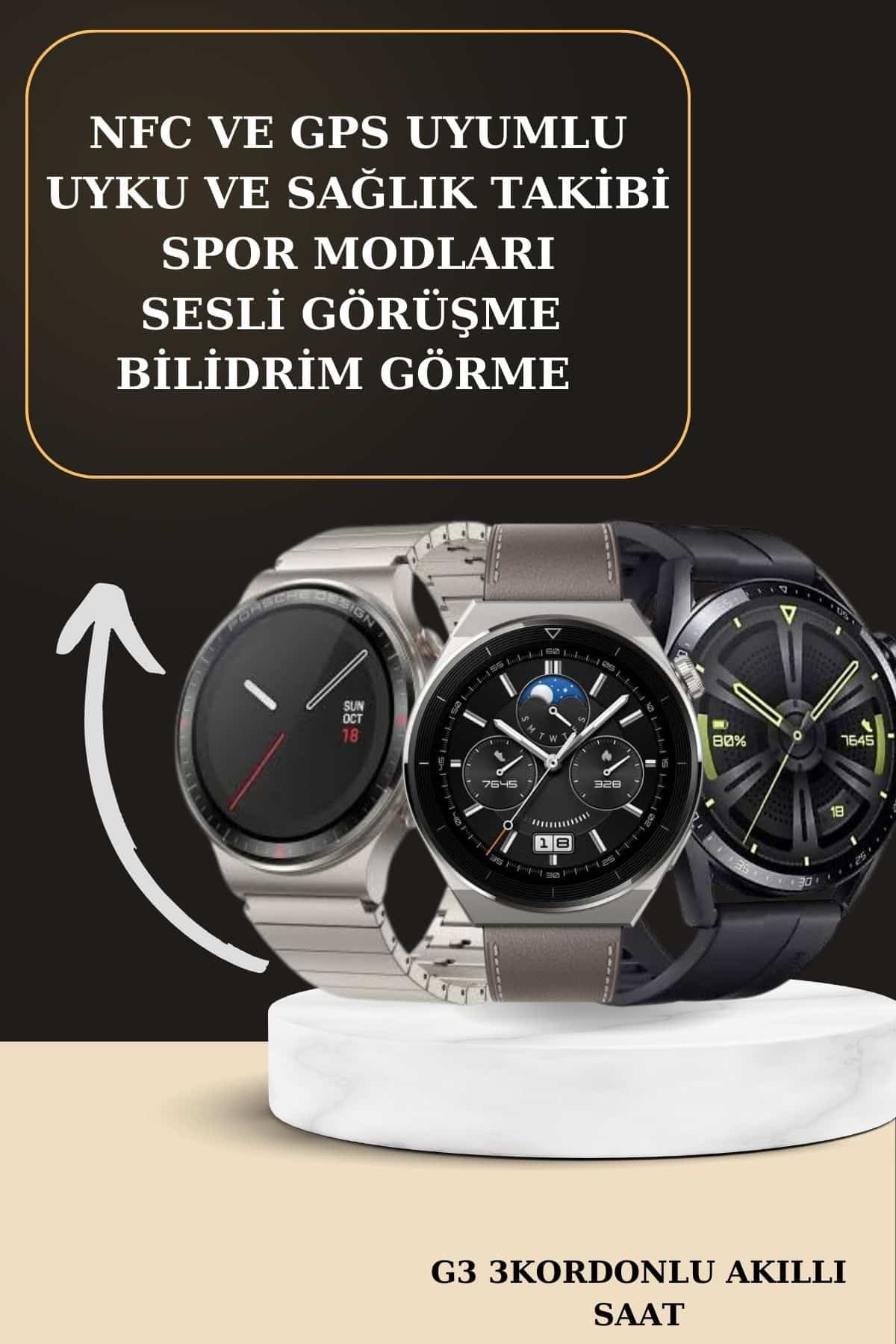 Aynalı Bluetooth Kulaklık Yeni Nesil Akıllı Saat Titreşimli Nabız Ölçer Spor Modları - Görsel 2