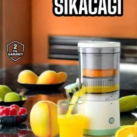 Meyve Sıkacağı USB Şarjlı Taşınabilir Çift Bıçaklı Güvenlik Kilidi