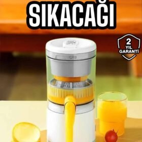Katı Meyve Sıkacağı Taşınabilir USB Şarjlı Pratik Paslanmaz Çelik Bıçaklı