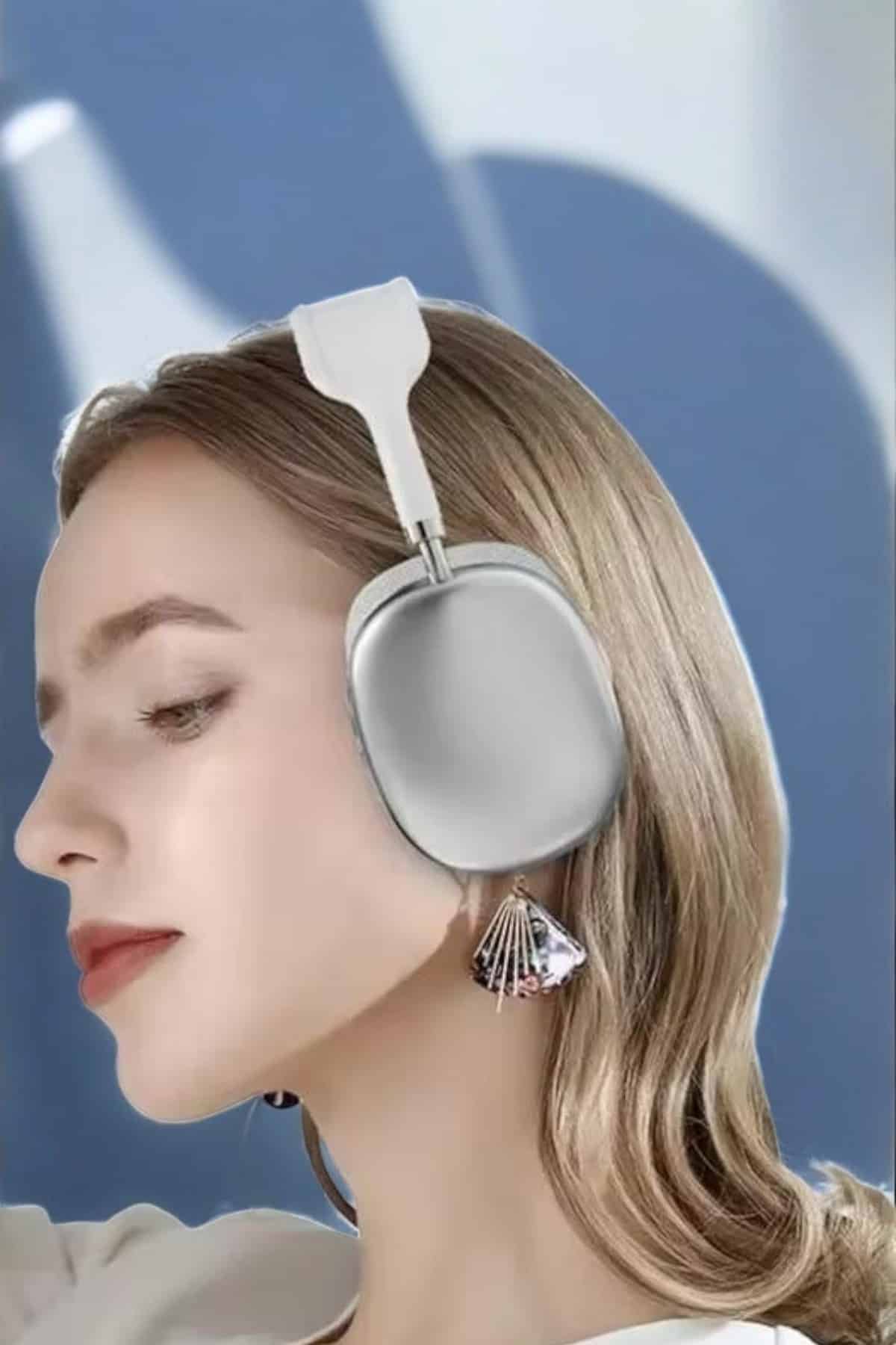 P9 Plus Kablosuz Kulak Üstü Bluetooth Kulaklık Beyaz Yüksek Ses Kaliteli - Görsel 2