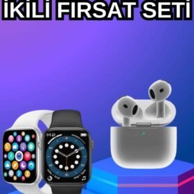 3.Nesil TWS Bluetooth Kulaklık ve Dokunmatik Ekran Akıllı Saat Sesli Görüşme