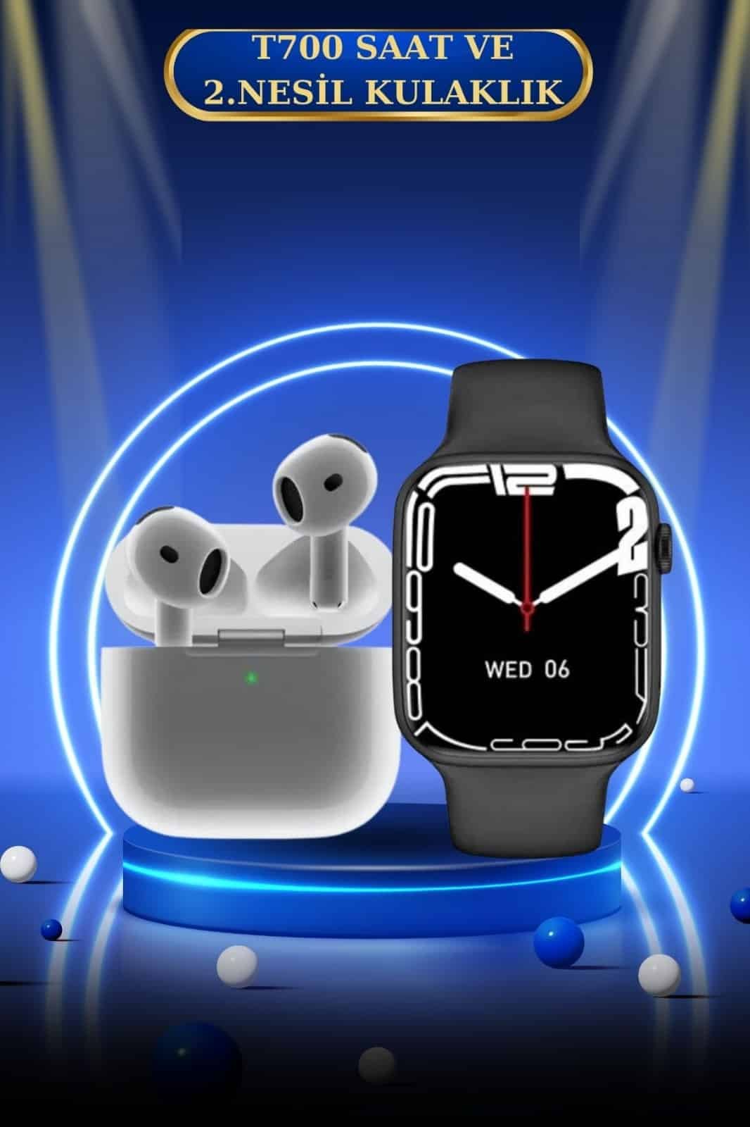 3.Nesil TWS Bluetooth Kulaklık ve Dokunmatik Ekran Akıllı Saat Sesli Görüşme - Görsel 2