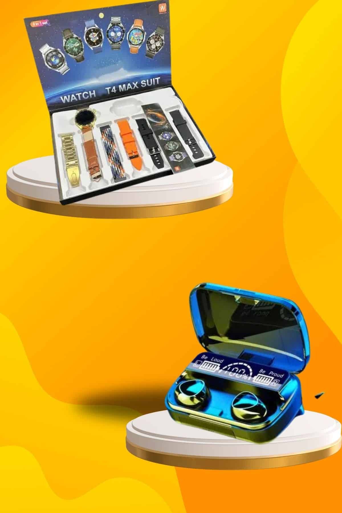 Ucuz Kaliteli Yeni Nesil 7 Kordonlu Akıllı Saat ve Kablosuz Bluetooth Kulaklık ANC Özelliği - Görsel 5