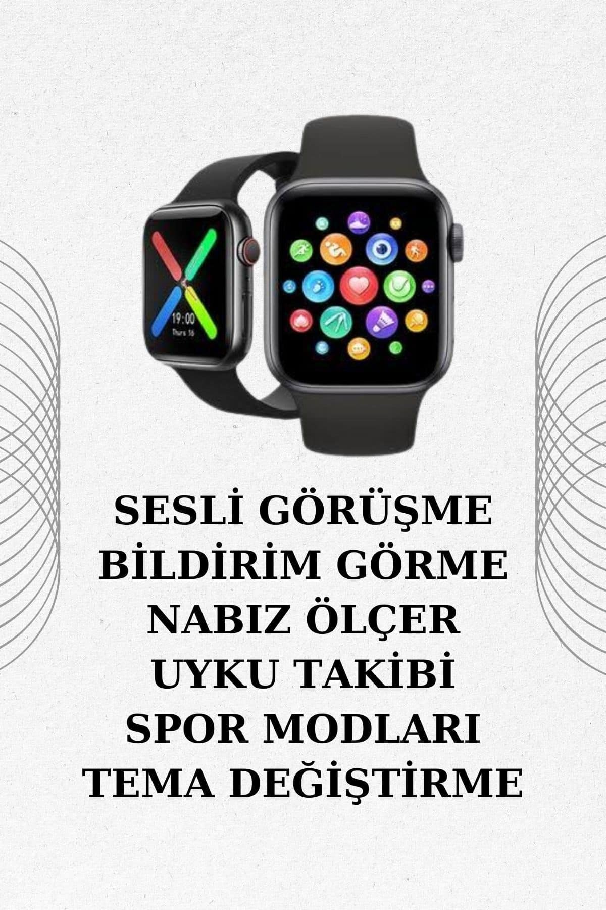 İkili Set Dev Kampanya Ucuz Kulaklık Ucuz Akıllı Saat Gürültü Önleyici Uzun Pil Ömrü - Görsel 2