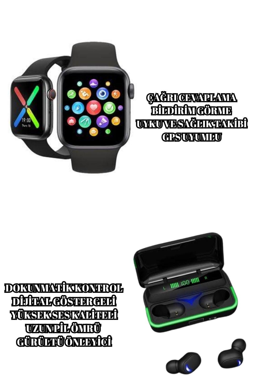 Ucuz ve Kaliteli Kulaklıklı Saat Seti Bluetooth Bağlantılı Akıllı Saat ve Kulaklık - Görsel 2