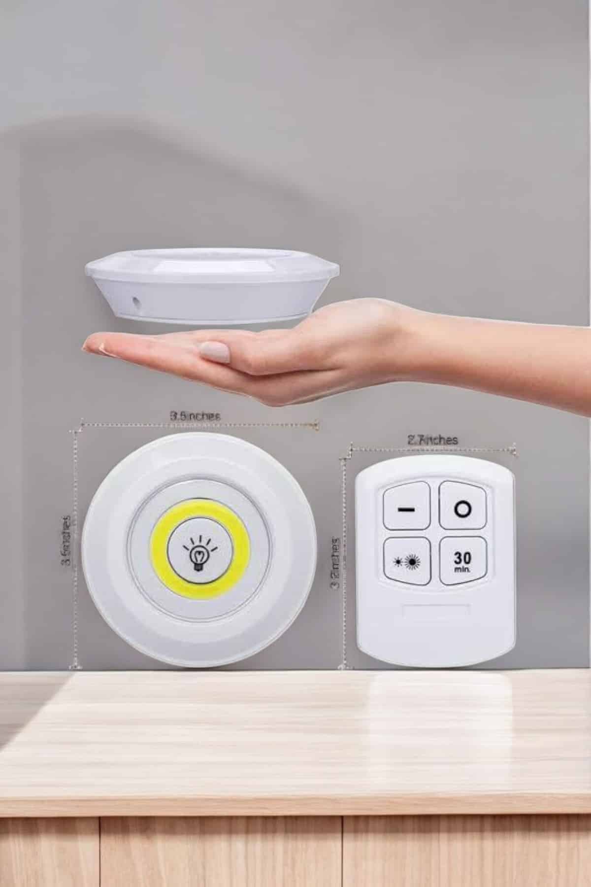 Led Lamba 3'lü Uzaktan Kumandalı Yapışkanlı Beyaz Işık - Görsel 2