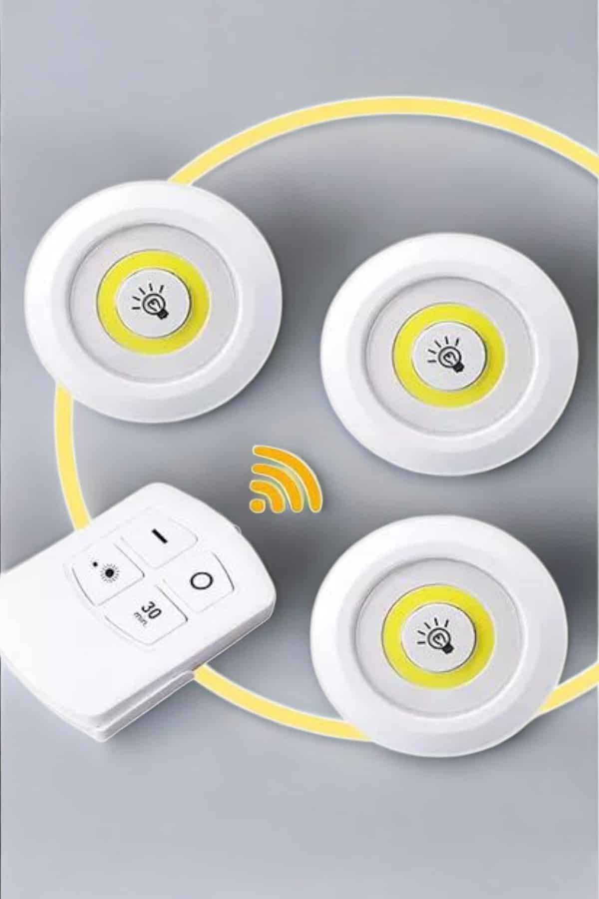 Led Lamba 3'lü Uzaktan Kumandalı Yapışkanlı Beyaz Işık - Görsel 3