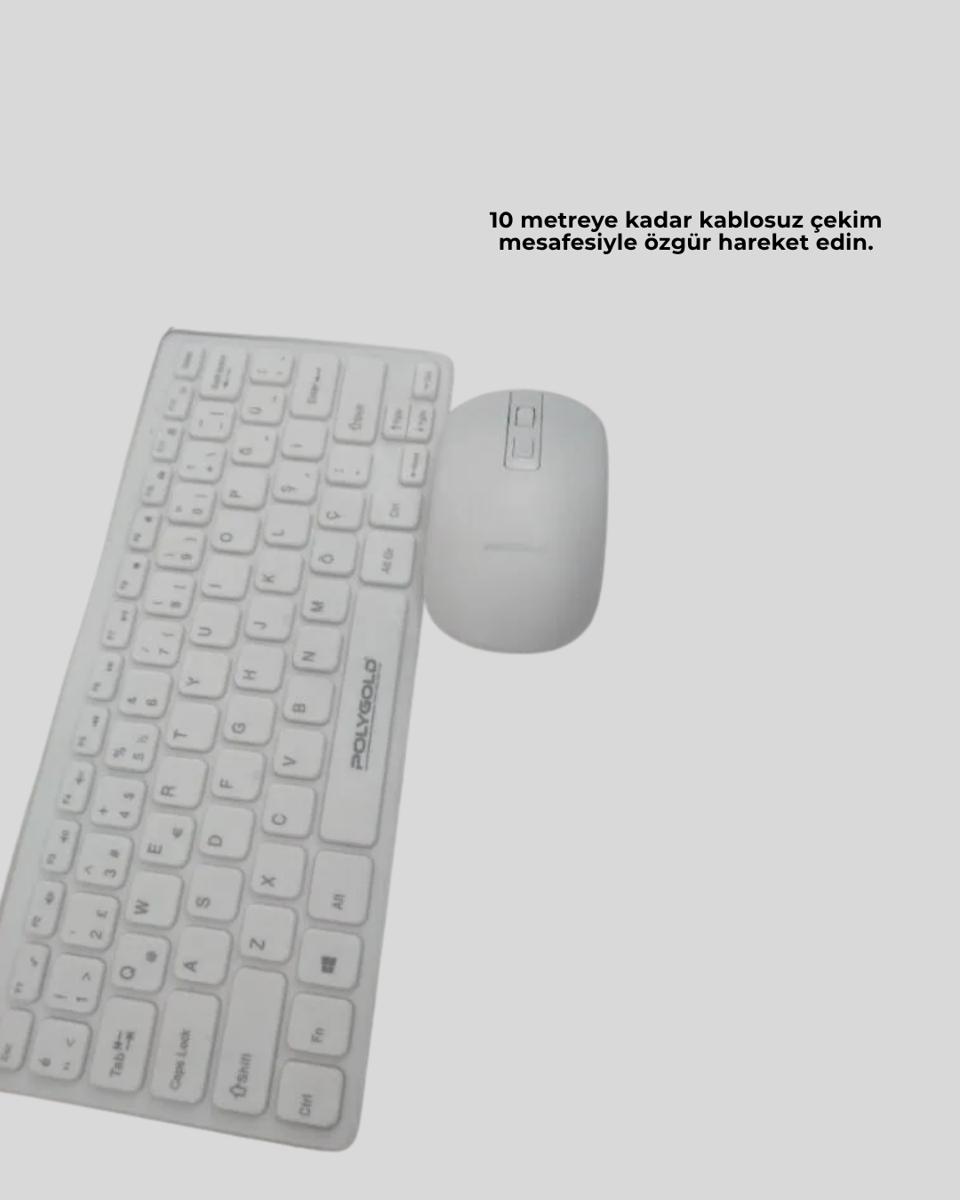 Q Klavye Beyaz Klavye Ve Mouse Seti Kablosuz USB Girişli - Görsel 2