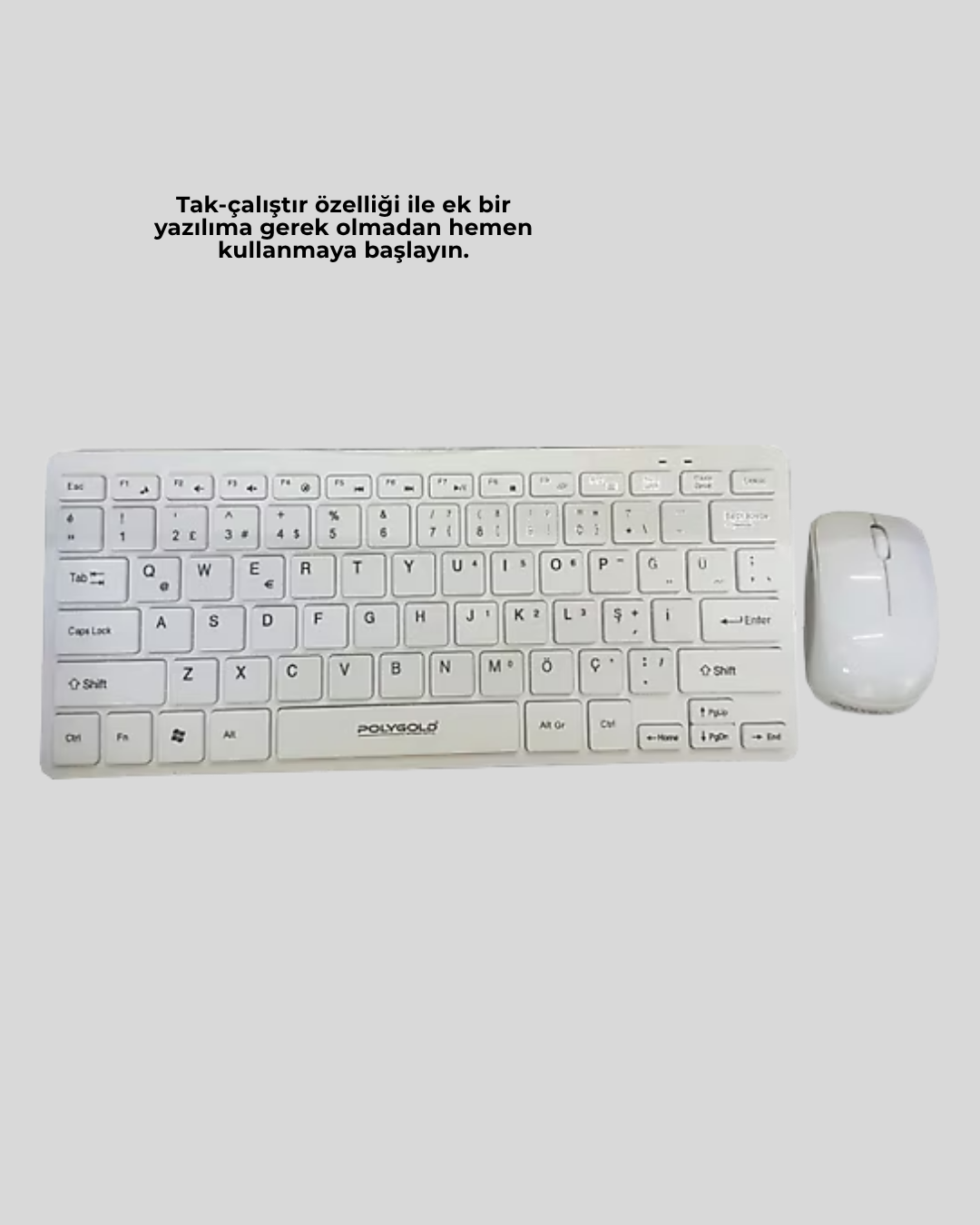 Beyaz Kablosuz Klavye Fare Seti Kablosuz Fare USB Alıcı PC Uyumlu - Görsel 5