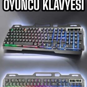 Led Işıklı Oyuncu Klavye Usb Girişli RGB Işıklı Q Klavye Mouse Hediyeli
