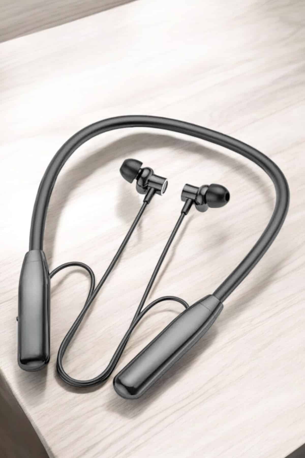 Boyun Askılı Bluetooth Kulaklık Uzun Şarj Süreli Dijital Göstergeli Kablolu - Görsel 3