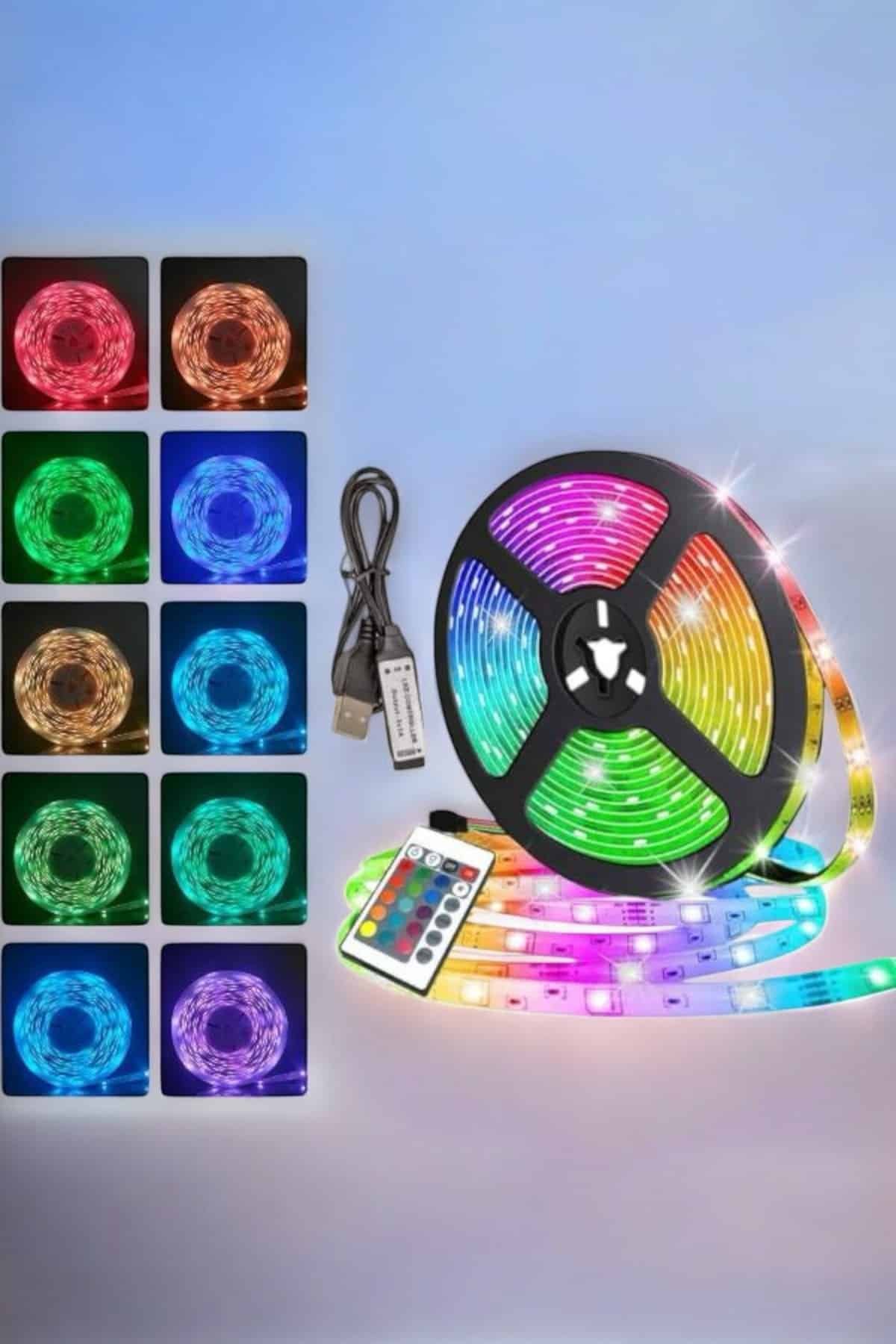 Yeni Nesil RGB Işıklı 10Metre Şerit Led Kumandalı Şarj Edilebilir - Görsel 3
